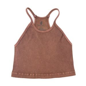 FREE PEOPLE🌺Happiness Runs Brown Crop Top Sz XL